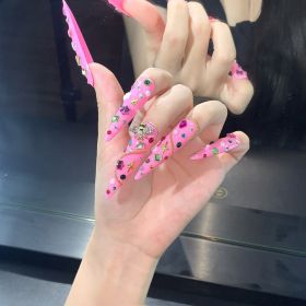 2026 Gothic Charm Press-on Nails, Valentine's Day Long Almond-shaped Press-on False Nail Set, Handmade False Nail Tips (size: M)