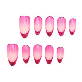 2026 Gothic Charm Wearable Nails, Valentine's Day Short Almond-shaped Press-on False Nail Set. Handmade False Nail Tips (size: L)